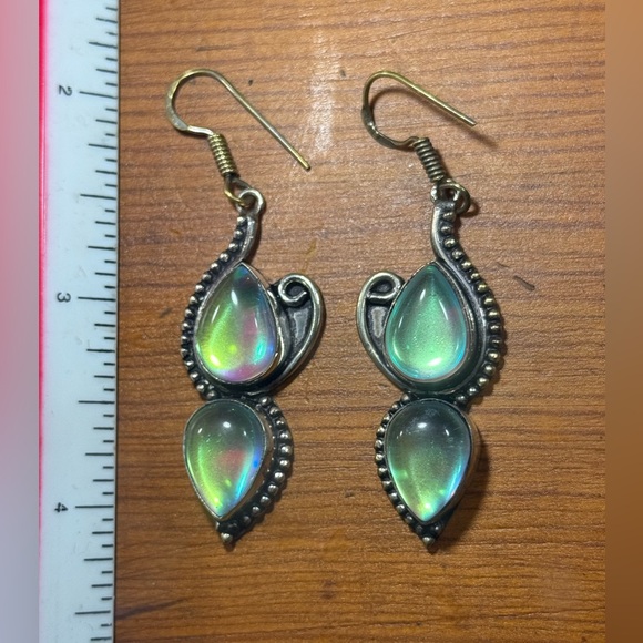 Silver .925 Iridescent Teardrop Earrings - Picture 1 of 2